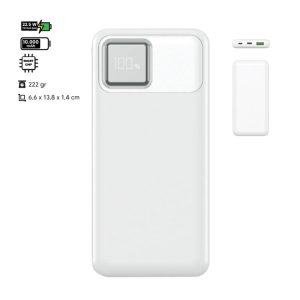 20560 Holl Powerbank Beyaz 10.000 mAh 22,5W PD Hızlı Şarj