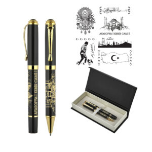 685-RT Kabartma Figürlü Metal Roller & Tükenmez Kalem Seti Ata