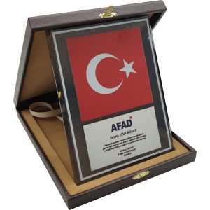Logolu promosyon EKT-700 Kutulu Kristal Plaket 15 x 20 cm